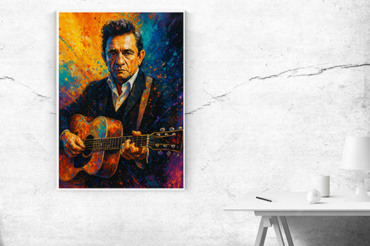 Kunstdruck Johnny Cash bunt