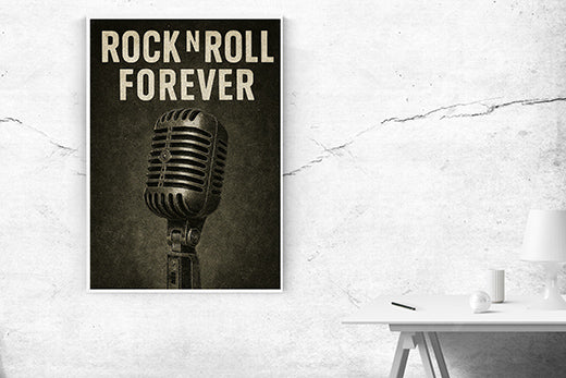 Kunstdruck Rock-n-Roll forever schwarz-weiß