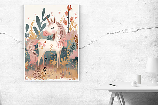 Kunstdruck Einhorn im Wald