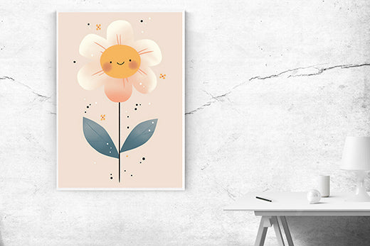 Kunstdruck freundliche Blume rosa