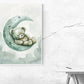 Kunstdruck Teddy im Mond