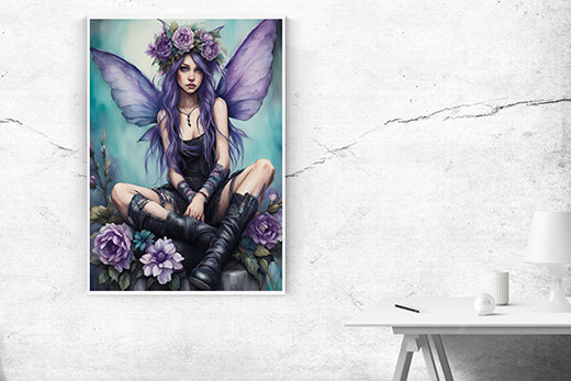 Kunstdruck lila Elfe