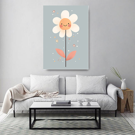 Kunstdruck freundliche Blume hellblau