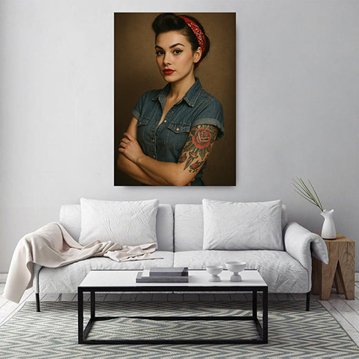 Kunstdruck Rockabilly-Frau mit Haarband