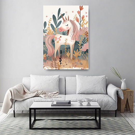 Kunstdruck Einhorn im Wald