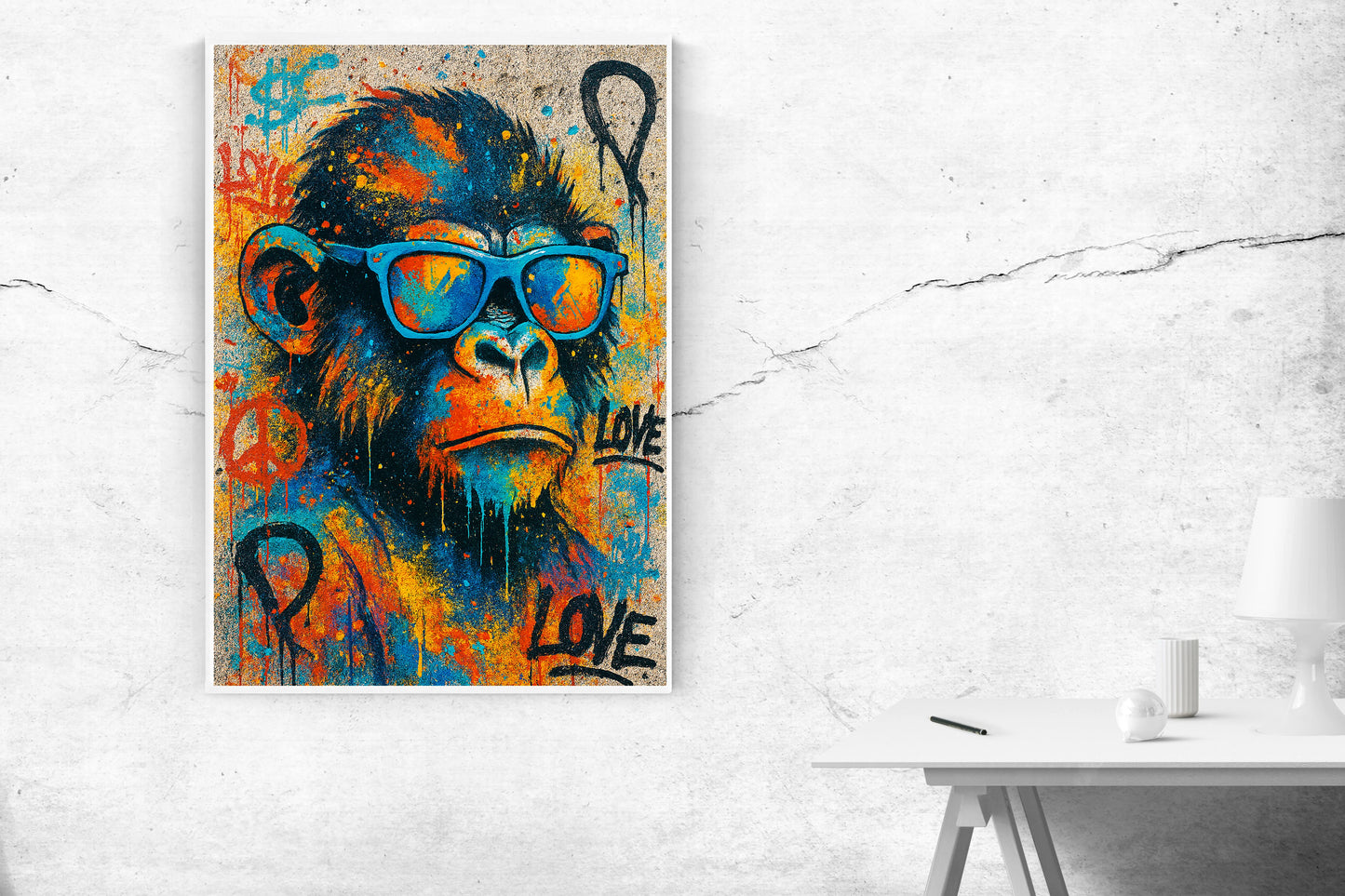 Kunstdruck Affe mit Sonnenbrille