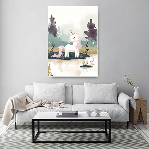 Kunstdruck Einhorn am See 