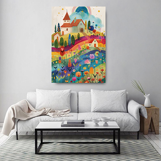 Kunstdruck Regenbogen-Hügel 