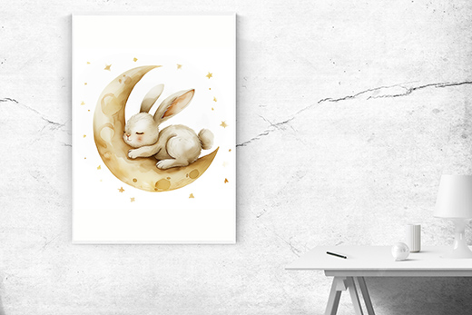Kunstdruck schlafendes Häschen 