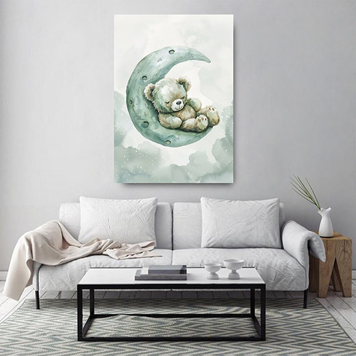 Kunstdruck Teddy im Mond 