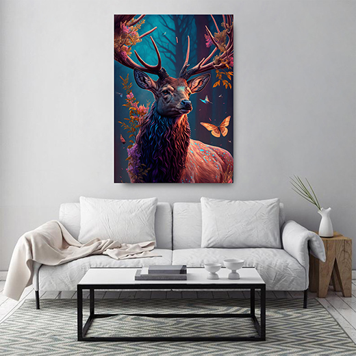 Kunstdruck Hirsch im Wald 