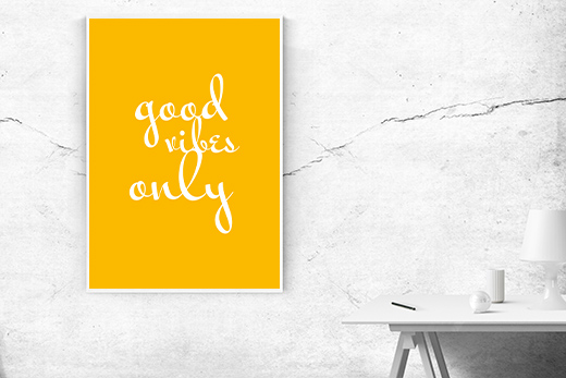 Kunstdruck good vibes weiss 