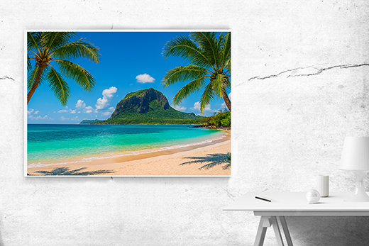 Kunstdruck Palmenstrand Felsen III 