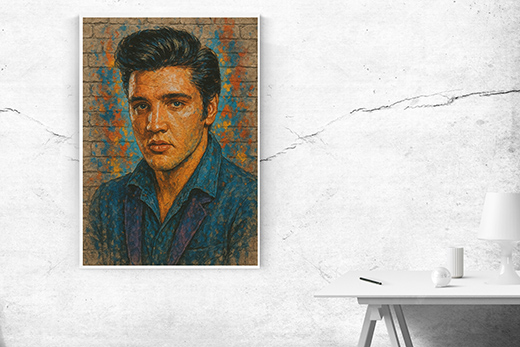 Kunstdruck Elvis Wandzeichnung 
