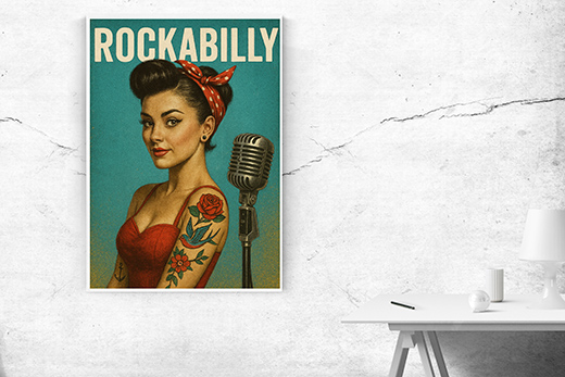 Kunstdruck Rockabilly Girl 3 