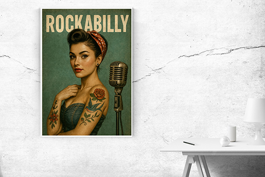Kunstdruck Rockabilly Girl 4 