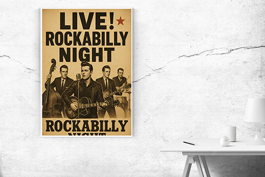 Kunstdruck Rockabilly Night Plakat 