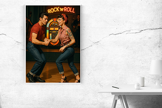Kunstdruck Rock-n-Roll Tanz-Paar 