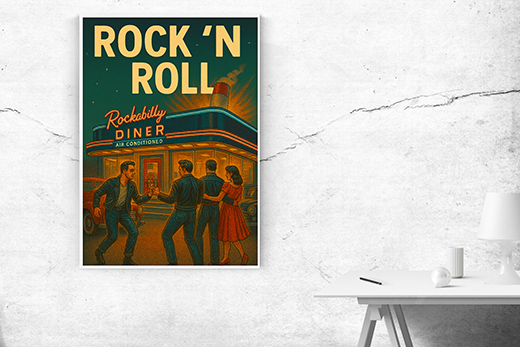 Kunstdruck Rock-n-Roll Diner-Gang 