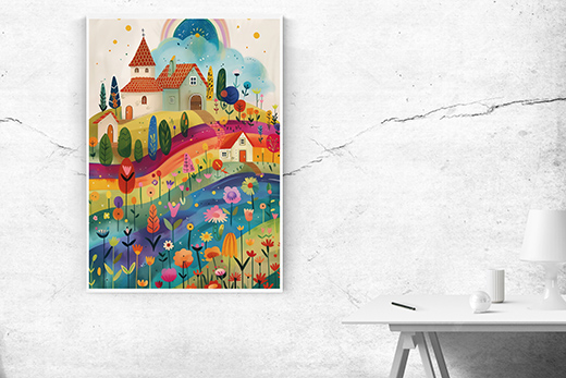 Kunstdruck Regenbogen-Hügel