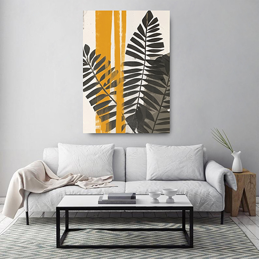 Kunstdruck Palmwedel schwarz-gelb