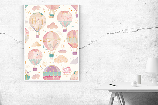 Kunstdruck bunte Heißluftballons