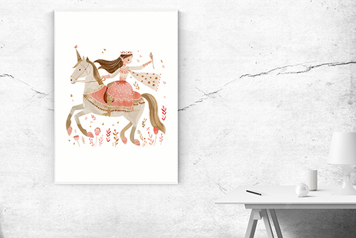 Kunstdruck reitende Prinzessin