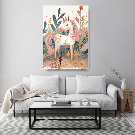 Kunstdruck Einhorn im Wald