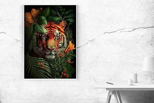 Kunstdruck TIger im Dschungel