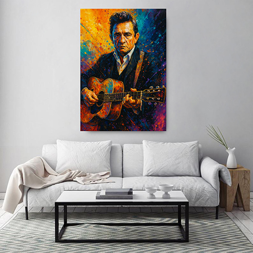 Kunstdruck Johnny Cash bunt