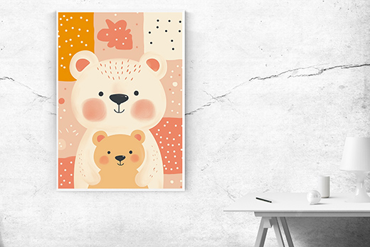 Kunstdruck Teddy klein & gross