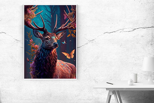 Kunstdruck Hirsch im Wald