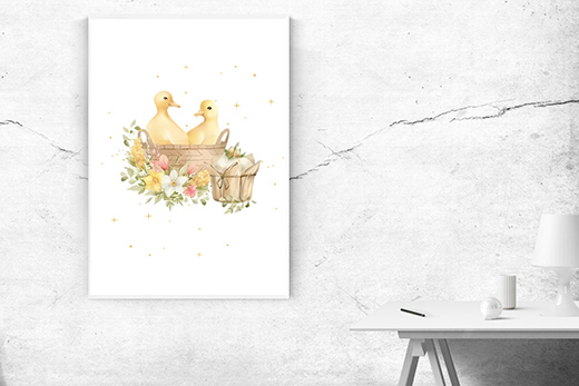 Kunstdruck Entchen im Korb