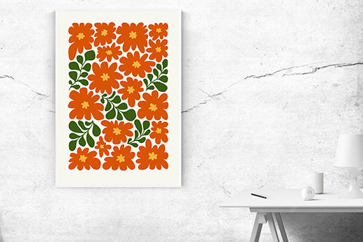 Kunstdruck rotes Blumenzimmer