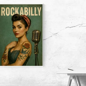 Kunstdruck Rockabilly Girl 4 – Raumbeispiel 2