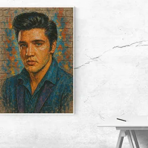 Kunstdruck Elvis Wandzeichnung – Raumbeispiel 2