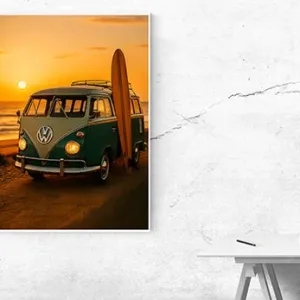 Kunstdruck Bully mit Surfbrett – Raumbeispiel 2