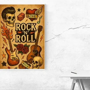 Kunstdruck Rock’n’Roll Plakat hell – Raumbeispiel 2