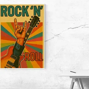 Kunstdruck Rock-n-Roll Plakat bunt – Raumbeispiel 2