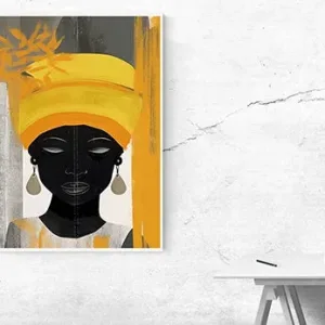 Kunstdruck Frau schwarz-gelb – Raumbeispiel 2