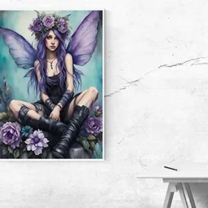 Kunstdruck lila Elfe – Raumbeispiel 2