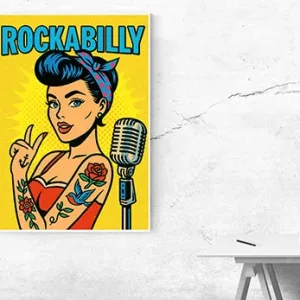 Kunstdruck Rockabilly Girl 2 comic – Raumbeispiel 2