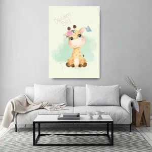 Kunstdruck Giraffe dream big – Kleine Giraffe mit großem Traum: „Dream Big“