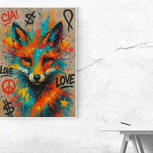 Kunstdruck Fuchs Streetart – Fuchs im Graffiti-Stil – wild gesprüht und voller Energie