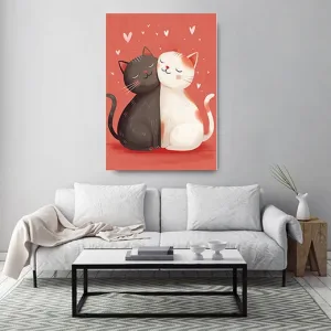 Kunstdruck kuschelnde Katzen – Raumbeispiel 2