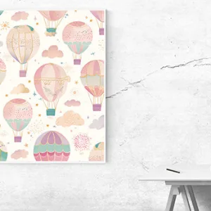 Kunstdruck bunte Heißluftballons – Raumbeispiel 2