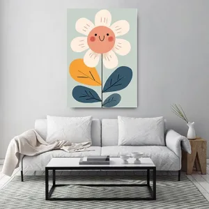 Kunstdruck lächelnde Blume weiß – Raumbeispiel 2