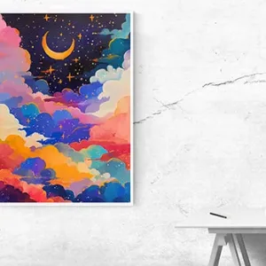 Kunstdruck Regenbogen-Wolken – Raumbeispiel 2