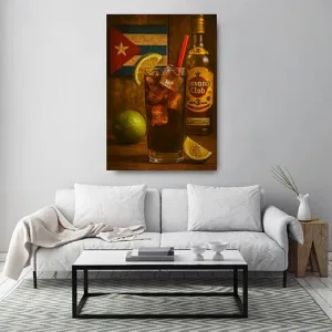 Kunstdruck Cuba Libre Flag – Cuba Libre vor kubanischer Flagge in warmem Licht