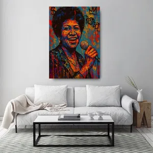 Kunstdruck Aretha – Ein strahlendes Sängerinnen-Porträt voller Lebensfreude